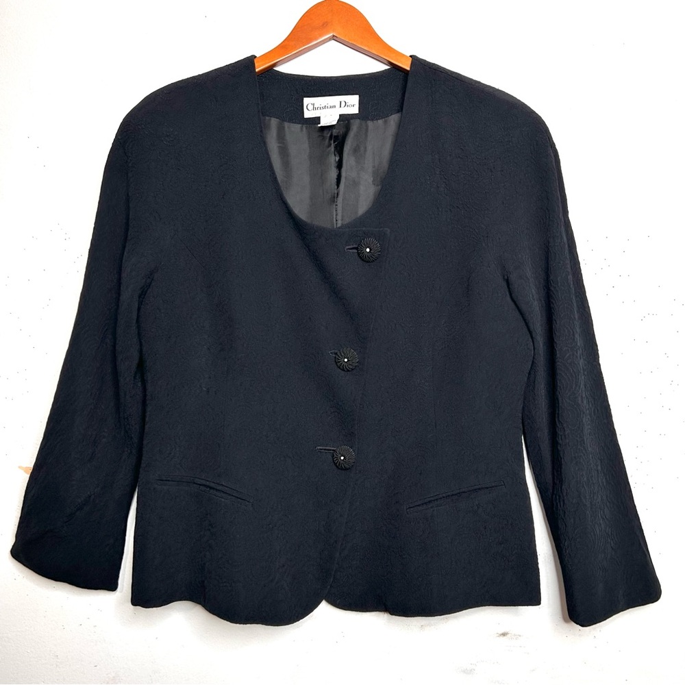 Vintage Christian Dior Blazer 3/4 Sleeve Asymmetrical Jacket - Picture 4 of 12
